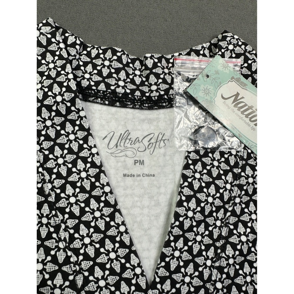 National UltraSofts Women Black White Geometric Button Front Cardigan Jacket PM